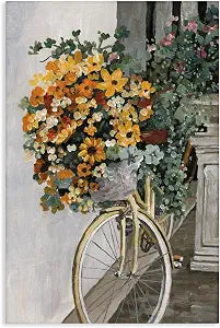 Stupell Industries Bouquet on Bicycle Floral, 16 x 24 Inch Canvas Wall Art