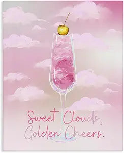 Cocktail Quote Clouds Graphic, 16 x 20 Inch Canvas Wall Art