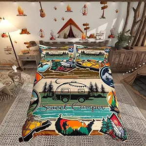 Erosebridal Lodge Cabin Duvet Cover Set Bedding Set Queen Size