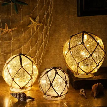 3 Pack Glass Fishing Float Light Nautical Decor Lamp, Classic Color