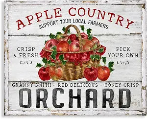 Rustic Apple Orchard Holiday, 16 x 20 Inch Canvas Wall Art
