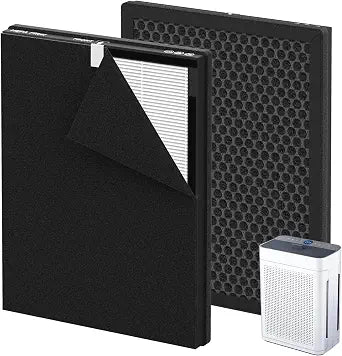 2 Pack K2 Replacement Filter Compatible with LUNINO K2, Double-Sided Filters for Home Large Room up to 3000sq.ft, H13 True HEPA and Activated Carbon Filter
