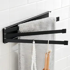 Swivel Kitchen Towel Rack, 9.45 inch, 3-Arm, Black