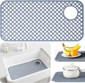 Heavy Duty Silicone Sink Protector Mat for Kitchen Sink 28.4 x14.3 - Fits Offset Drains (Top Right or Bottom Left) Non-Slip, Heat Resistant mat, Dishwasher Safe - Farmhouse, Stainless, Porcelain