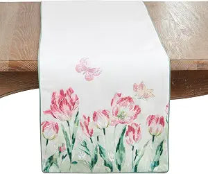 SARO LIFESTYLE Floral Butterfly Table Runner  Decorative Non-Reversible Lined Table Runner for Dining Table, 16"x72"