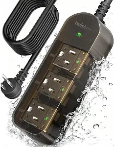 Outdoor Power Strip Weatherproof, 3 AC Outlets, 15FT Extension Cord