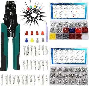 812Pcs Pin Connector Kit with Crimping Pliers - Terminal Pin 1/1.5/1.8/2/2.2/2.3/2.8/3.5mm Non-Insulated Plug Removal Male & Female Wire Pins - Automotive Car Electrical