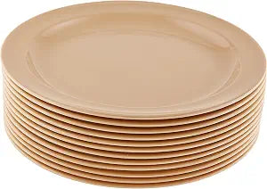 Winco 10" Tan Round Melamine Plate (Set of 12)