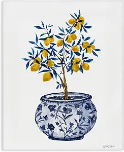 Lemon Tree Chinoiserie Kitchen, 24 x 30 Inch Canvas Wall Art