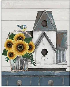 Stupell Industries 'Country Counter Birdhouse Sunflower'| Canvas Art