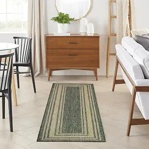 Nourison Home Horizon Indoor/Outdoor Green 2'2" x 8' Area Rug - Easy Clean, Non Shedding, Bed Room, Living Room, Dining Room, Kitchen (8' Runner)