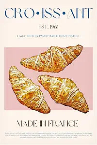 Trademark Fine Art Canvas Wall Art - Nazma Khokhar 'Croissant Print' Wall Art for Living Room, Bedroom, or Office Dcor