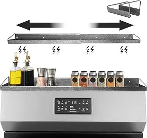 30" Adjustable Magnetic Stove Top Shelf, Extendable Spice Rack, Gray