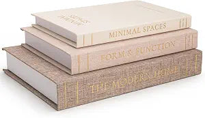 Decorative Books for Home Decor, Set of 3  Premium Linen Faux Books with Gold Foil, Hidden Storage Book Boxes for Coffee Table, Bookshelf & Shelf Decor