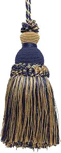 DCOPRO Beautiful Hand-Crafted 5" (12.5cm) Key Tassel, 3 1/2" (8.5cm) Loop # IKTJ, Nautical #1152 (Light Gold, Yellow Gold, Navy Blue) Sold Individually