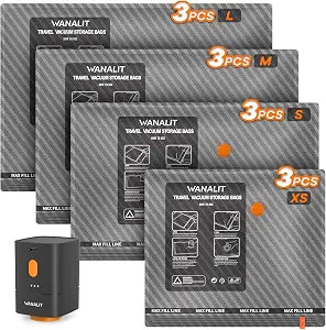 Vacuum Bags for Travel with Wireless Pump for Carry on Luggage or Suitcase