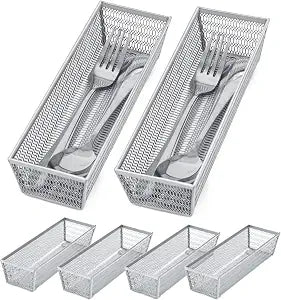 Neudeco Silverware Organizer, Silver, 9 * 3 * 2 inch, Pack 6