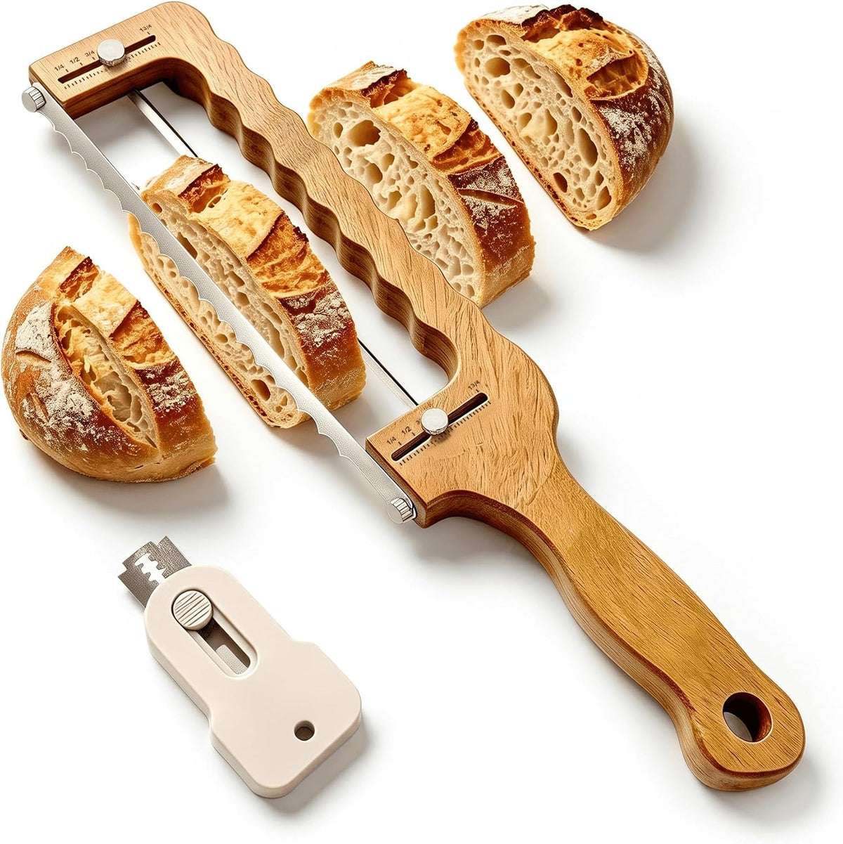 Solid Walnut Wood Bread Bow Knife and Lame Set