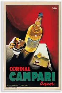 Antique Compari Liquor Vintage, 12 x 18 Inch Framed Gicle Print