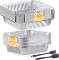 40 Pack Disposable Aluminum Pans 9x9 & 8x8 Inch Combo Set