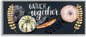 Pumpkin Harvest Phrase Feathers, 13 x 30 Inch Framed Gicle Print