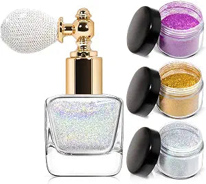 NewBang Body Glitter Spray,Sliver Gold Pink Glitter Powder,Shimmer Highlighter Loose Powder Glitter Makeup for Body Face Hair Clothes Nail Art Craft Design 3 Colors-with 1 Empty Spray Bottle