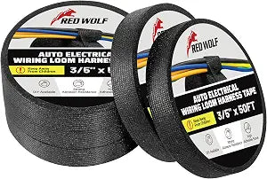 RED WOLF Wire Electrical Tape, 3/5 Inch x 50 Feet 5-Roll, Felt Cloth Electric Tape Noise Dampening High Temp Wiring Loom Harness, Self-Adhesive Fabric Tape for Automotive Engines Wrap Protection