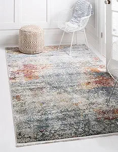 Unique Loom Baracoa Collection Area Rug - Panamericana (3' 3" x 5' 3", Cream/ Blue)