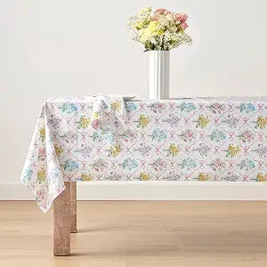 Lenox Bouquet Ribbon Tablecloth, Multicolor, 60" W x 84" L