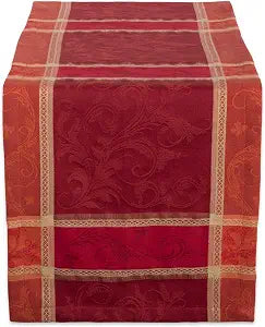 DII Traditional Harvest Wheat Jacquard Collection Thanksgiving Fall Table Dcor Damask Cotton, 14x72 Rectangle Table Runner, Burnt Orange Pumpkin Vine