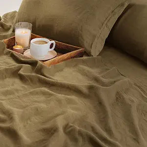 Tribeca Living French Linen King Pillowcase Set, Earth Oak