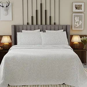 Linen Closet Luxury Cotton Blend 4-Piece Sheet Set, Twin XL, Square Star