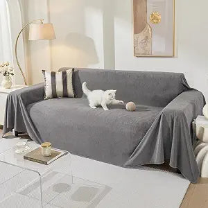 MEETSKY Couch Cover for 2 Cushion Couch, Couch Covers for Dogs Washable Non Slip Cat Scratch Proof Sectional Love Seat Covers L Shaped Soft Couch Furniture Protector for Pets, 71" x 118", Grey