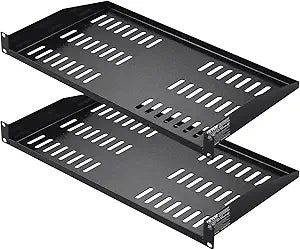 VEVOR 2PCS 1U Server Rack Shelf, Universal Vented Rack Mount Cantilever Tray for 19 inch Network Equipment Rack & Cabinet, 10" Deep Rack Mount Shelf, Weight Capacity 50 lbs Wall Mount Rack Shelf