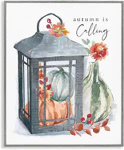 Autumn Gourds Floral Watercolor, 11 x 14 Inch Framed Gicle Print