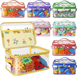 8 Packs Large Clear Toy Storage Bags with Double Zipper & Handles, L