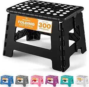 Utopia Home Folding Step Stool 9 Inch, Anti-Slip, Black, 1-Pack