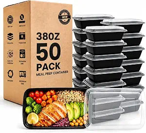 38 oz 50 Pack Meal Prep Containers Reusable, Disposable To Go Food Containers with Lids BPA Free, Plastic Food Storage Containers Microwave/Dishwasher/Freezer Safe Take Out Containers for Leftovers