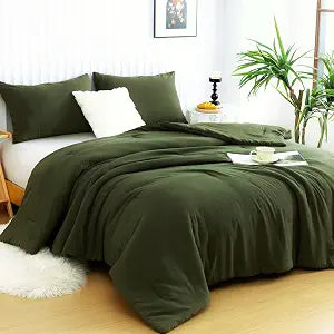 Ultra-Soft Olive Green Twin XL Comforter Set - 2 Pieces Cozy Fluffy Bedding Sets for Kids and Dorm���1 Comforter and 1 Pillowcases - Lightweight & Breathable but Warm for All Season Use, Twin/Twin XL