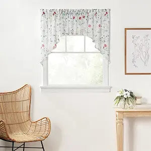 Martha Stewart Martha's Garden Swag Valance for Window - 1 Piece Kitchen Curtain - 27" x 30", Multi