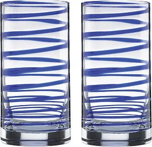 Kate Spade New York Charlotte Street 2-Piece Highball Glass Set, 1 Count (Pack of 1), Blue