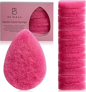 BS-MALL Facial Sponge 12 Pcs ��� Exfoliating Face Scrubber for Deep Cleansing, Removes Blackheads, Reusable Design, Perfect for Skin Care Routine (Hot Pink-Soft Texture)