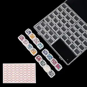 Ecurfu 56 Grids Diamond Painting Storage Containers, 1 Pack, Clear White