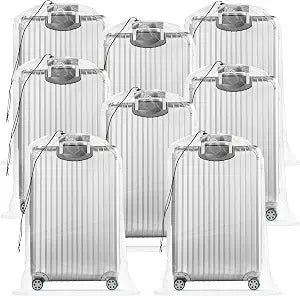 Fasmov 8 Pack 31x62 inches Extra Large Clear Drawstring Plastic Bags, Big Giant Storage Bags, Multi-Purpose Dust Covers Drawstring Plastic Bags for Luggage, Suitcase, Furniture, Reusable