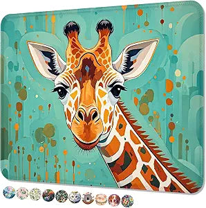 Mouse Pad, Cute Mouse Mat, 10" x 8", Green Cartoon Giraffe