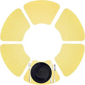 Kraftware Fishnet Wedge Placemat for Round Table, New Yellow, Set of 6, Small
