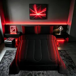 Feelyou Abstract Ombre Comforter Set Kids Teens Red and Black Bedding Set Room Decor 2Pcs Twin Size