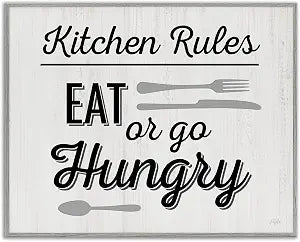 Kitchen Rules Humor Typography Print, 11 x 14 Inch Framed Gicle Print