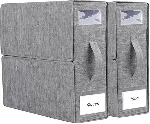 Bed Sheet Organizers and Storage 2 Pack Queen/King Size Foldable Sheet Organizer for Linen Closet Folder Organizer for Duvet Cover Set Bedsheet Organizers for Bedding Clothes Blankets, Grey