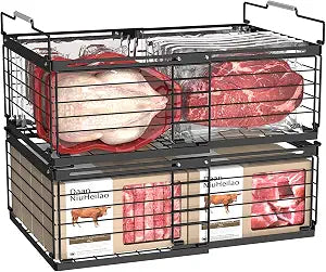 NADAMOO Expandable Chest Freezer Organizer, Stackable Wire Baskets